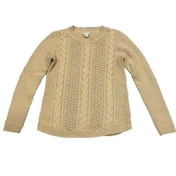 VTG J.Crew Womens Cable Knit Sweater XS Cozy Chunky Fisherman Y2K 90’s Cabin - Picture 1 of 6